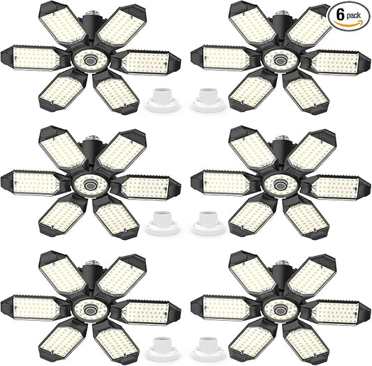 6 Pack 220W Garage Light Ceiling Led Deformable LED Shop Lights by Eqquorva