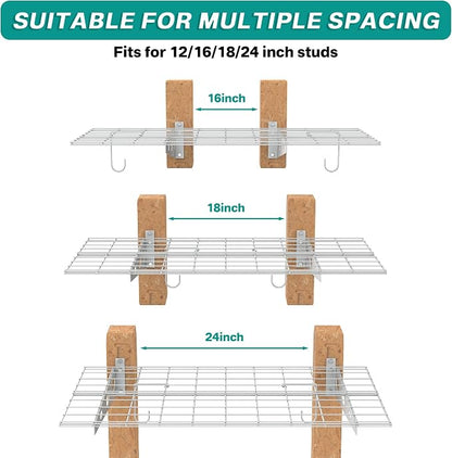 EVERHANGER Wall Mounted Garage Shelves, 2 x 4 ft Metal Storage Shelves - Image 6