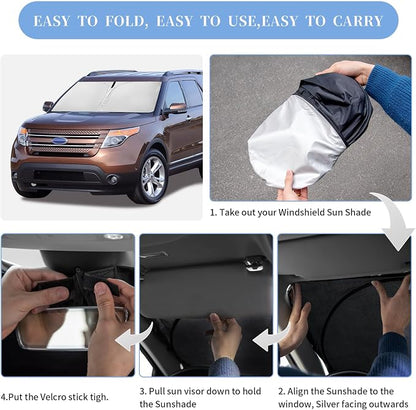 for Ford Explorer 2011-2019 Sun Shade Sunshade Windshield Cover, 4-Layer Front - Image 6