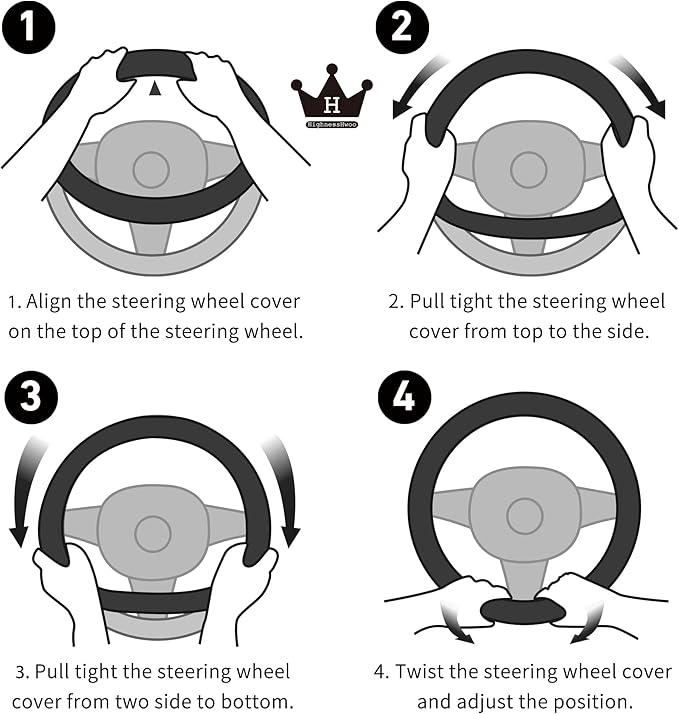 Car Steering Wheel Covers for Women Girl Padded Carbon Fiber PU Leather Cute - Image 8