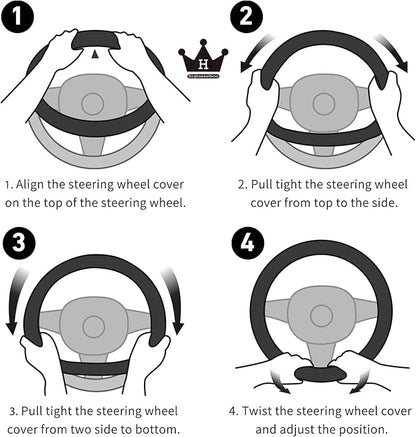 Car Steering Wheel Covers for Women Girl Padded Carbon Fiber PU Leather Cute - Image 8