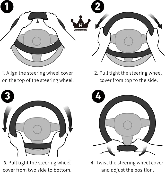 Car Steering Wheel Covers for Women Padded Carbon Fiber PU Leather Cute Auto - Image 8
