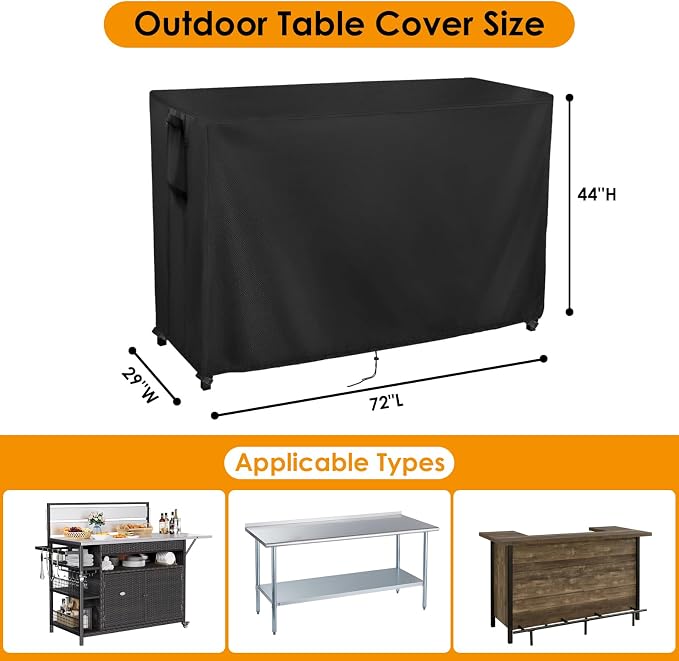 Kingling Outdoor Table Cover for Bar Table, 72 Inch Waterproof Patio Bar Cover - Image 3