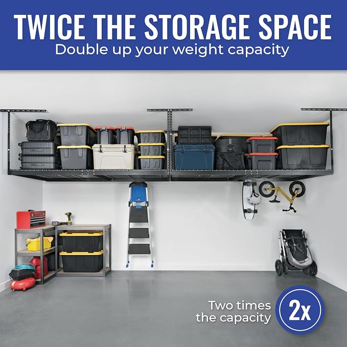 SafeRacks Heavy Duty Overhead Garage Storage Rack, 600 lb Capacity, Adjustable - Image 2
