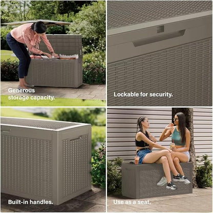 150 Gallon Resin Deck Box, Waterproof Outdoor Storage Bin - Image 8