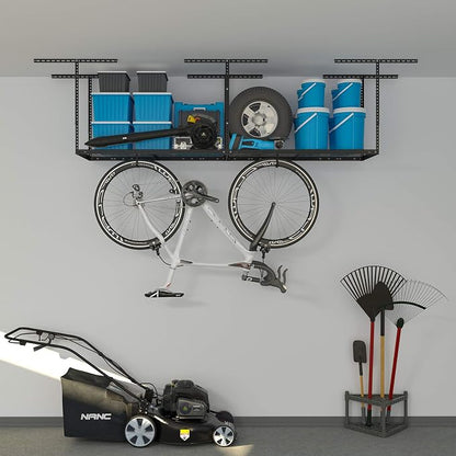 2ftx8ft Overhead Garage Storage Rack, Heavy-Duty Metal Garage Ceiling Storage - Image 2