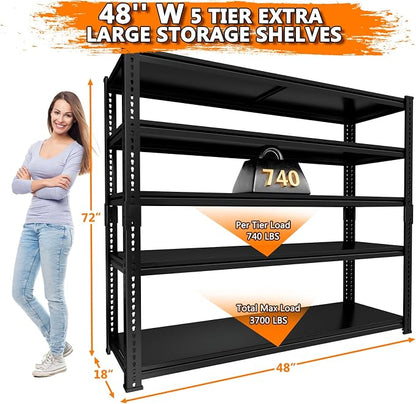 Storage Shelves Heavy Duty, 5-tier Adjustable Metal Industrial Utility Shelf - Image 3