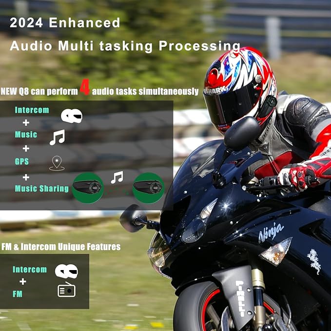 SolaMr Q8 Motorcycle Helmet Bluetooth Intercom Headset, 230hours Standby - Image 3