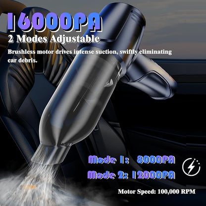 Car Vacuum Portable Cordless, 16000PA Powerful Suction, 5 in 1 Mini Handheld - Image 4