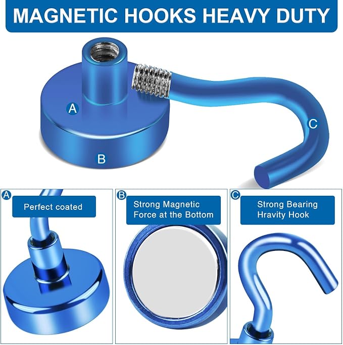 LOVIMAG Magnetic Hooks for Cruise Cabins, 40lbs Blue Magnetic Hooks for - Image 5