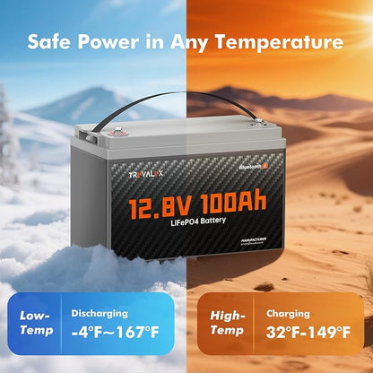 12V 100Ah LiFePO4 Bluetooth Battery Group31, Low Temp Protection, Built-in - Image 4