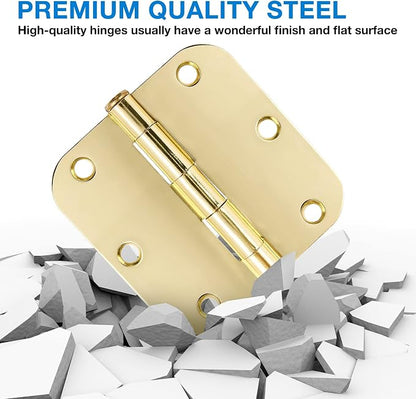 3 Pack Rounded Door Hinges 3-1/2" x 3.5 inch, 5/8 Radius, Polished Brass 3 ½ - Image 6
