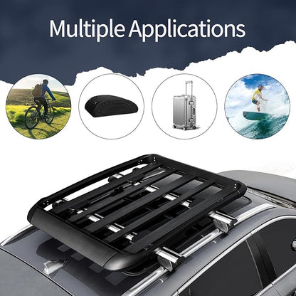 YHAAVLE 55" Cargo Basket, Heavy Duty Vehicle Roof Rack Baskets, Universal - Image 6