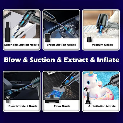 Car Vacuum Portable Cordless, 16000PA Powerful Suction, 5 in 1 Mini Handheld - Image 5