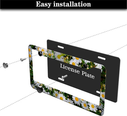 Fun License Plate Frame Cover Multicolor License Plate Frames Daisy Flower - Image 7