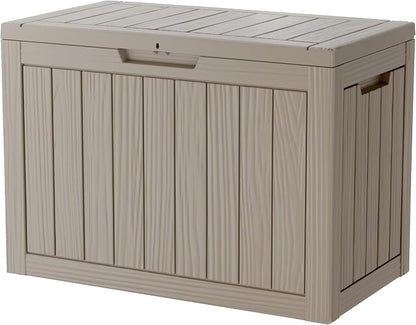 45 Gallon Lockable Resin Deck Box, Waterproof & UV-Resistant Outdoor Storage Box by Home