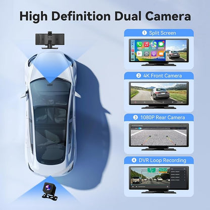 10.26" HD Wireless Car Stereo for Carplay & Android Auto, Portable Touch Screen - Image 5
