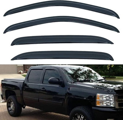 Set of 4 Front+Rear Smoke Sun/Rain Guard Outside Mount Tape-On Acrylic Window by LQQDP
