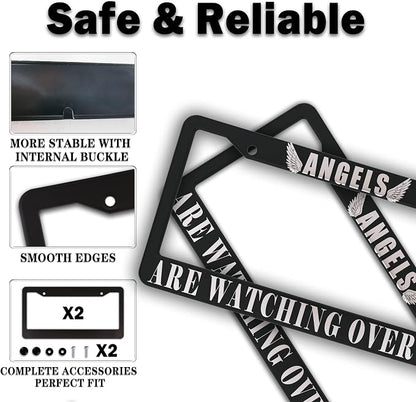Car Plate Frames Black and White License Plate Protector Angels are Watching - Image 4