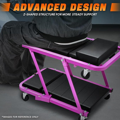 DNA MOTORING 48" 2 IN 1 Folding Rolling Garage Shop Creeper Roller Seat - Image 4