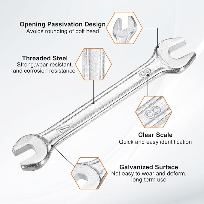 HARFINGTON 5pcs Double Open End Wrench 7mm x 8mm Metric 15 Degree Offset Angle - Image 4