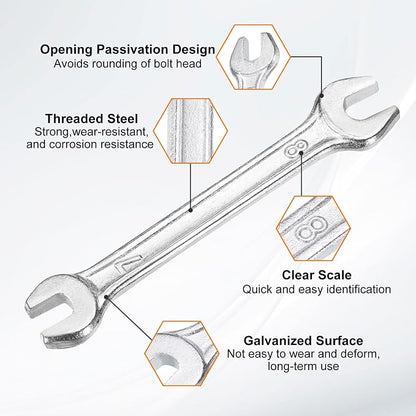 HARFINGTON 5pcs Double Open End Wrench 7mm x 8mm Metric 15 Degree Offset Angle - Image 4