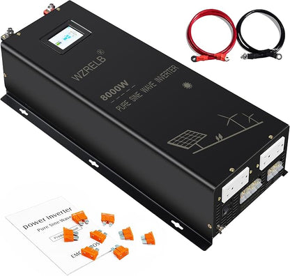 WZRELB 8000W 24V Pure Sine Wave Inverter, 24 Volt DC to AC 120V 240V Split by WZRELB