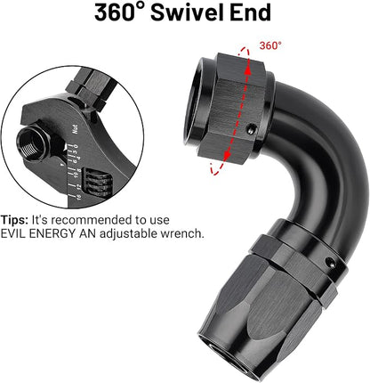 EVIL ENERGY 12AN 120 Degree One Piece Full Flow Hose End Fitting Swivel - Image 4