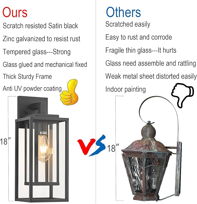 18" Outdoor Wall Light Fixtures Waterproofed Exterior Lantern W/Sturdy - Image 3