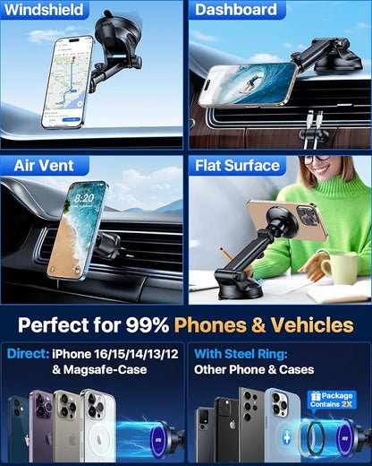 HTU for MagSafe Car Phone Mount Magnetic Phone Holder for Windshield Vent - Image 4