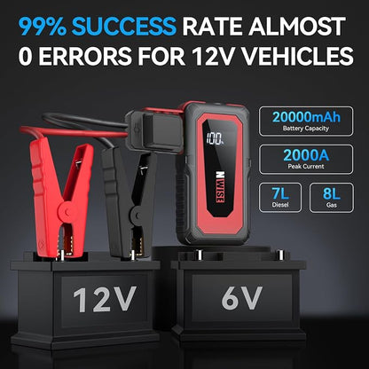 NWISE Car Jump Starter, 2000A Peak 20000mAh Portable Battery Pack - Image 4