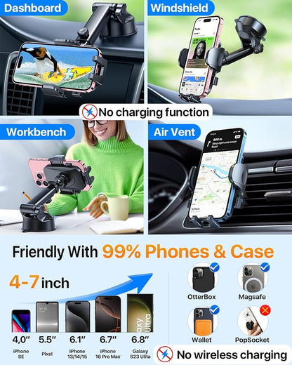 HTU 2025 Upgraded Car Phone Holder 【Safety Certs & No Smell】 Cell Phone Holder - Image 4