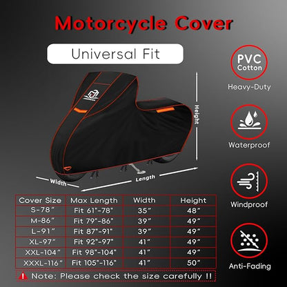 Motorcycle Cover | Heavy Duty PVC | Soft Inner Cotton | Waterproof Outdoor | - Image 2