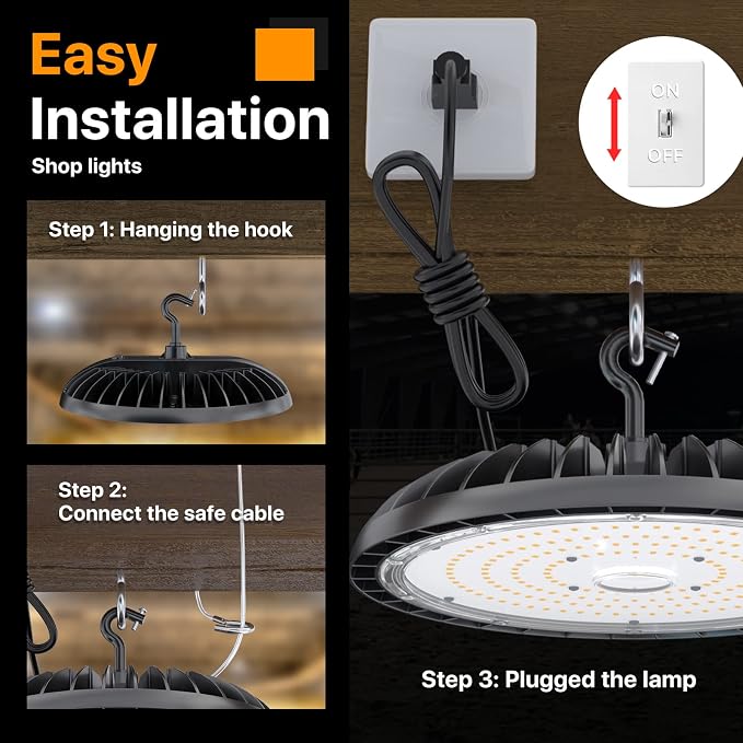 LED High Bay Light 200W, 30000LM 5000K Bright UFO High Bay Light - Image 5