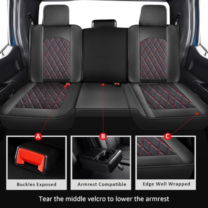 MIROZO Ram Seat Covers Full Set, Faux Leather Truck Seat Covers Compatible - Image 4