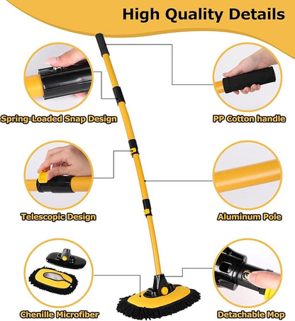 anngrowy 56.7" Car Wash Brush Mop Kit Mitt Sponge - Image 7