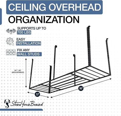 StoreYourBoard 3 x 8 ft Garage Storage Rack, Ceiling Shelf Overhead Organization - Image 4