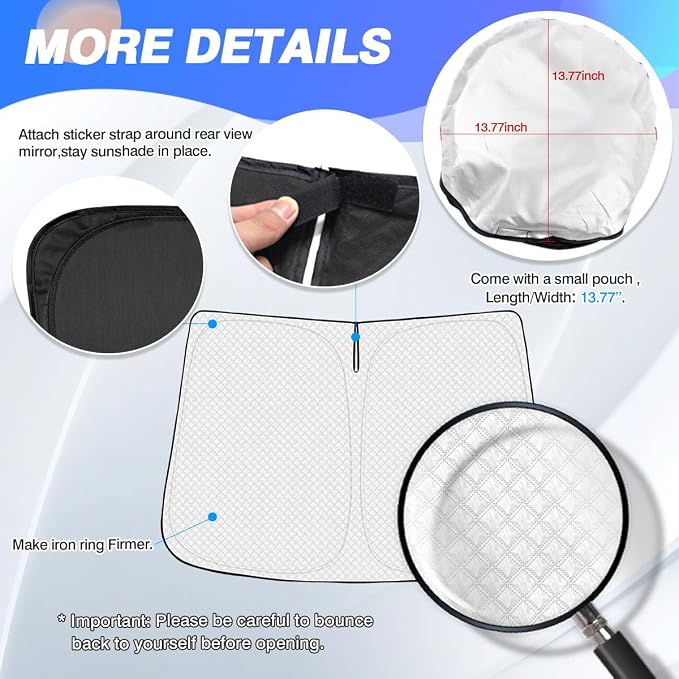 Windshield Sun Shade for 2022-2025 2026 Ford E-Transit Accessories Thicken - Image 5