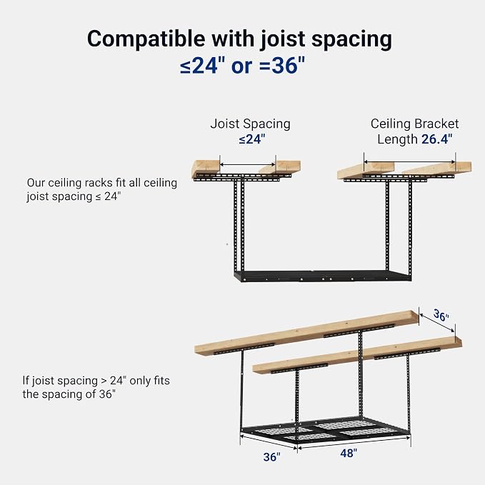 FLEXIMOUNTS 3x4 Overhead Garage Storage Rack, Adjustable Organization System - Image 2