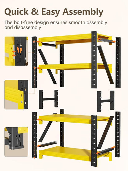 4-Tier Storage Shelves, Adjustable Industrial Metal Shelf System, 000lbs - Image 8