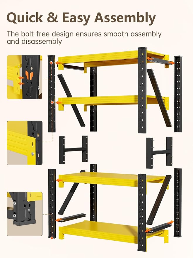 4-Tier Storage Shelves, Adjustable Industrial Metal Shelf System, 500lbs - Image 8