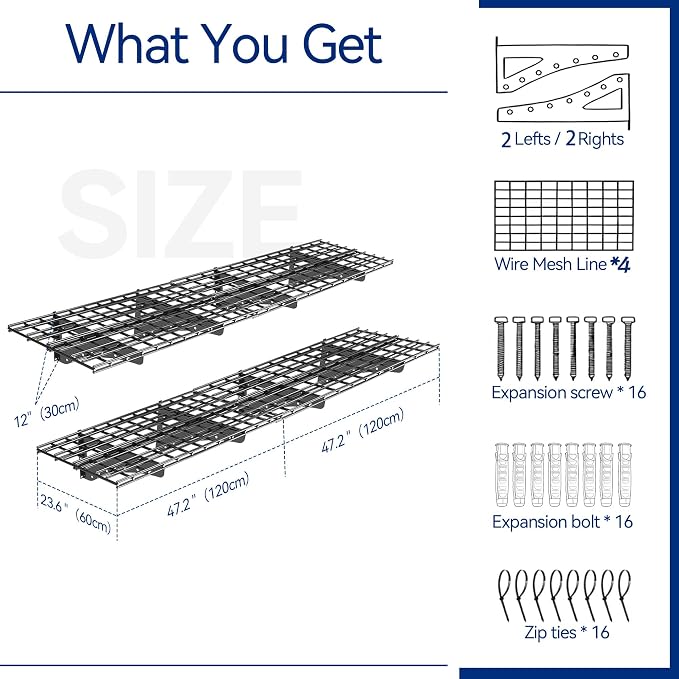 2-Pack Garage Wall Shelving, 2x4ft Walls Shelf Storage Rack, Sturdy Walls - Image 9
