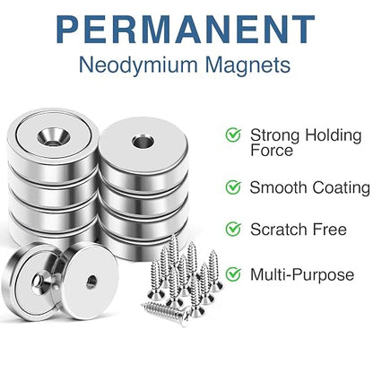 MIKEDE 10 Pack Strong Neodymium Cup Magnets, 70Lbs+ Holding Force Heavy Duty - Image 5
