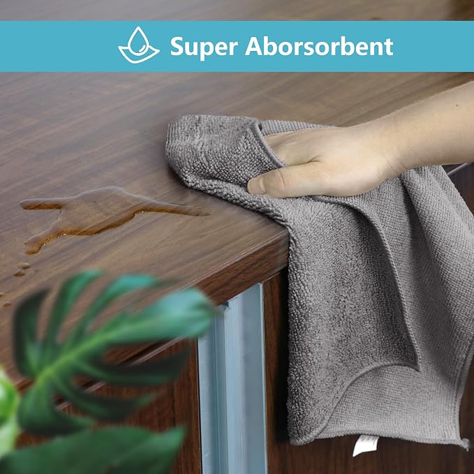 HOMEXCEL Grey Microfiber Cleaning Cloth, 150 Pack Cleaning Rags, Cleaning Towels - Image 3