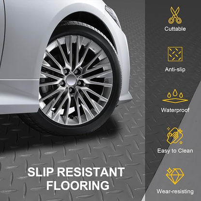 Garage Floor Mat 2.8mm Thickness PVC Garage Flooring Roll Diamond Plate Floor - Image 2