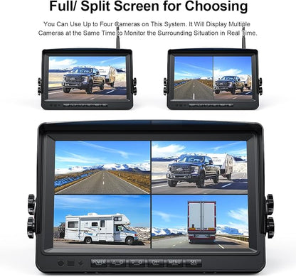 Fookoo HD 1080P 9" Wireless Backup Camera System, 9-inch Dual/Quad Split - Image 4