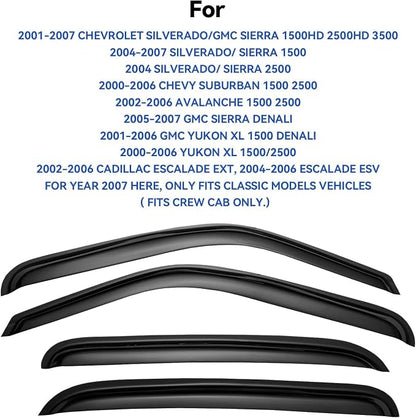 Window Visors Rain Guards for 2001-2007 Chevy Silverado/GMC Sierra, Window Vent - Image 2