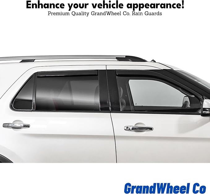 GrandWheel Co Smoke Tinted in-Channel Side Window Vent Visor Deflectors Rain - Image 5