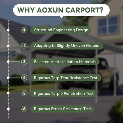 Aoxun 10x20 ft Heavy Duty Carport - Image 9