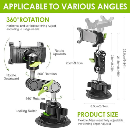 Suction Cup Phone Mount 360 Rotating Universal Ball Head Arm - Image 6